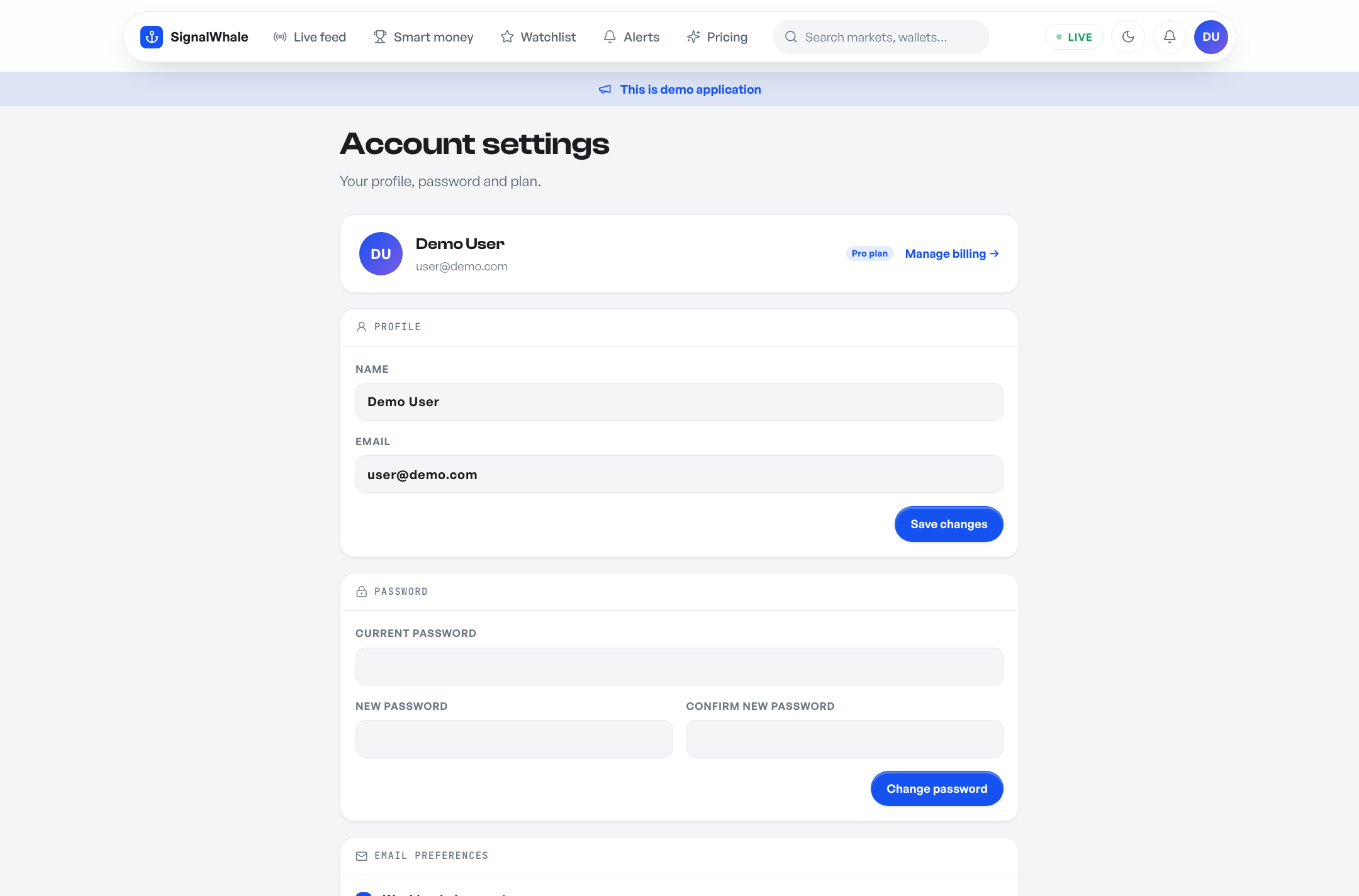 Account settings